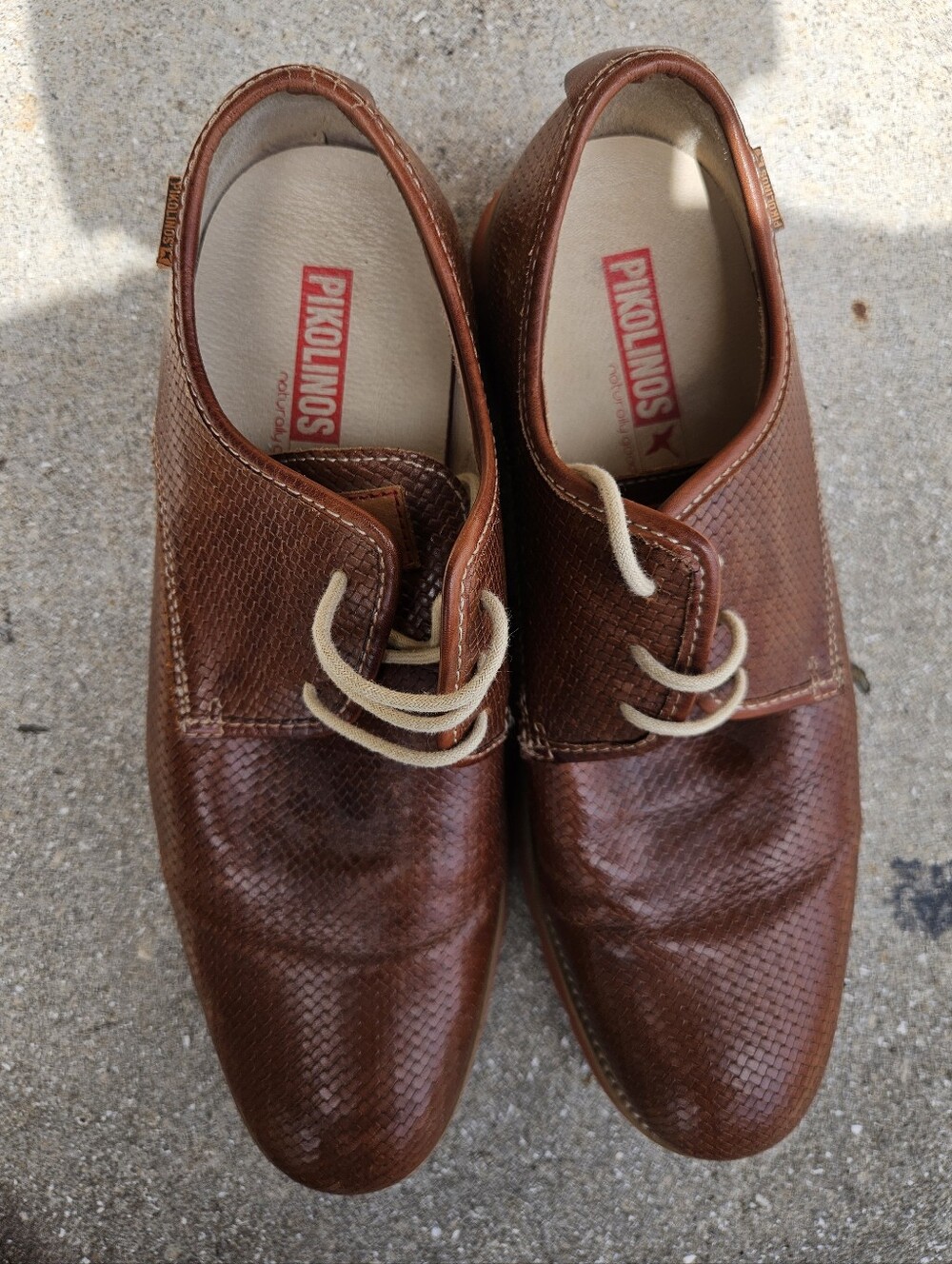 PIKOLINOS Men’s Textured Brown Leather Lace-Up Oxfords Size US 11 UK 10 EUR 45